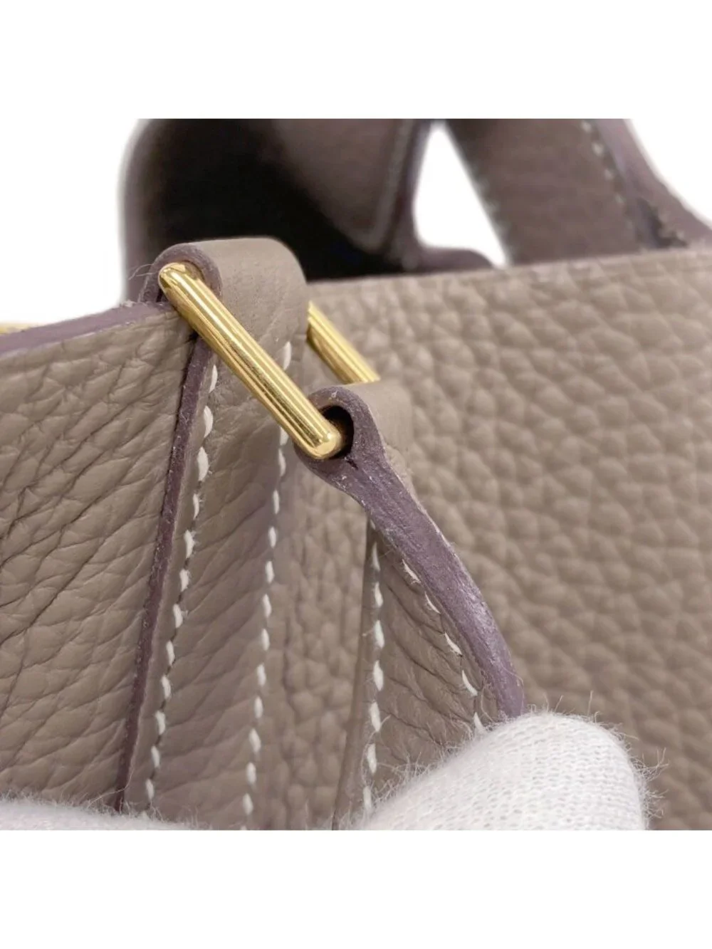 Hermes Picotin Lock Etoupe Gold Handbag Taurillon Clemence
